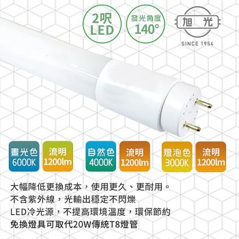 旭光-LED 10W T8-2FT 2呎 全電壓玻璃燈管-6入 晝白.自然.燈泡色(免換燈具直接取代T8傳統燈管)