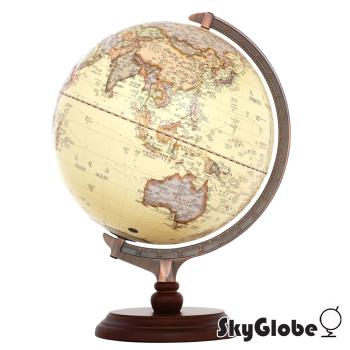 SkyGlobe 12吋古典仿古木質地球儀(中英文對照)(附燈)