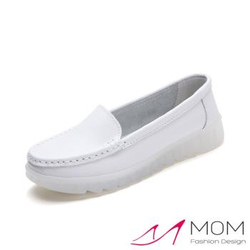 【MOM】真皮舒適透明果凍軟底舒適護士鞋 白