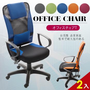 A1-艾維斯高背護腰透氣網布D扶手電腦椅 辦公椅 5色可選 2入(箱裝出貨)