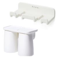 Know懂系列 Holder.Know 無痕多用途牙刷架組+ Brushing.Know+ 雙人磁吸式漱口杯組(五色可選)