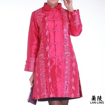 【愛心團購組】蘭陵中國風類絲綢緞面長版外套 1入 A09-11