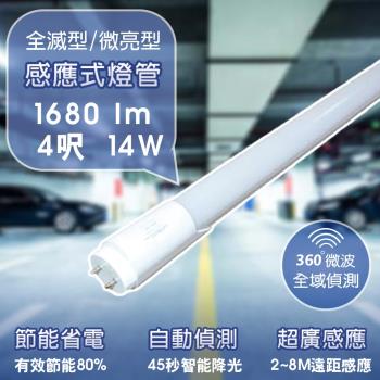 【APEX】T8 4呎14W LED 微波感應燈管 白光(2入)