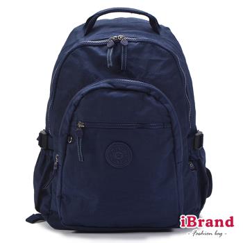 iBrand後背包 簡約素色超輕盈尼龍口袋後背包-深藍色 TGT-983-BL