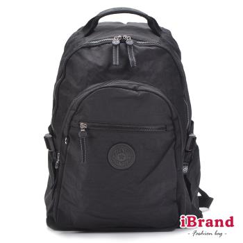 iBrand後背包 簡約素色超輕盈尼龍口袋後背包-都會黑 TGT-983-BK
