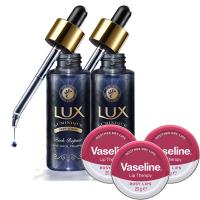 【即期品出清】LUX 麗仕璐咪可奢華修護賦活液50ml X2入+VASELINE 凡士林玫瑰潤澤圓罐護唇膏17g X3入效期至2020/03/13