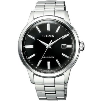 CITIZEN 星辰 限量款簡約紳士機械錶/黑X銀/41mm/NK0000-95E