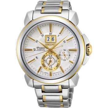 SEIKO精工Premier人動電能萬年曆手錶-銀x雙色7D56-0AG0K(SNP166J1)