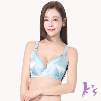 【K’s 凱恩絲】專利蠶絲光緞面綁帶蝴蝶內衣mo92款A-E胸罩 (藍色)