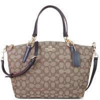 COACH 金馬車緹花LOGO KELSEY水餃兩用包(咖啡色)