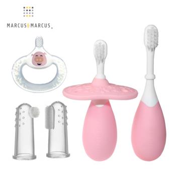 【MARCUS&MARCUS】嬰幼兒潔牙乳牙刷全套6件組(指套乳2入+手持固齒+手握訓練牙刷3入組)-多款任選
