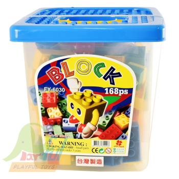 Playful Toys 頑玩具 方形桶裝積木168片 626030 (大顆粒 台灣製造 積木 樂高相容 優質積木 益智 趣味 兒童玩具)