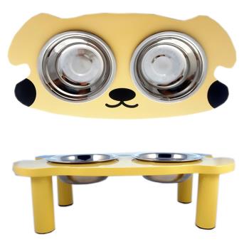 實木寵物餐桌(可愛狗仔造型)(3種顏色) 實木製作 堅固耐用-貓碗 貓咪碗 貓餐桌 狗碗 狗餐桌 木製
