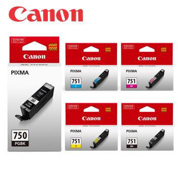 CANON PGI-750BK+CLI-751BK/C/M/Y 原廠墨水組合(2黑3彩)