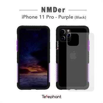 Telephant太樂芬 iPhone 11 Pro 抗汙防摔手機殼-黑好日紫