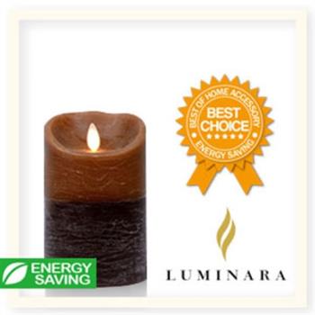 【Luminara 擬真火焰 蠟燭】 咖啡雙色漸層香草香氛水紋蠟燭禮盒（中）+ 加贈充電電池組