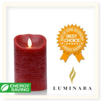 【Luminara 擬真火焰 蠟燭】耶誕紅肉桂香氛水紋蠟燭禮盒（中）+ 加贈充電電池組