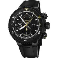 ORIS 豪利時 Dive Control 限量500只千米防水鈦金屬計時潛水機械錶-黑/51mm 0177477277784-SET