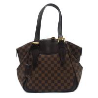 【Louis Vuitton】展示品 Damier棋盤格抓皺肩背包(N41118-咖)