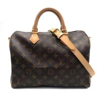 【Louis Vuitton】展示品 Monogram Speedy 30 手提/斜背波士頓包(M41112-咖)