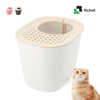 [送贈品]日本Richell 拉普蕾 不沾沙貓廁所 附貓鏟 單層 貓砂盆 貓便盆 除砂墊 貓沙盆 寵物廁所
