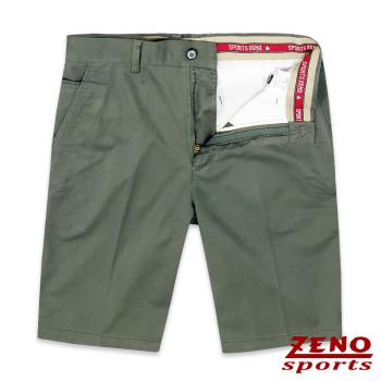ZENO 彈力舒適暗直紋休閒短褲‧綠色