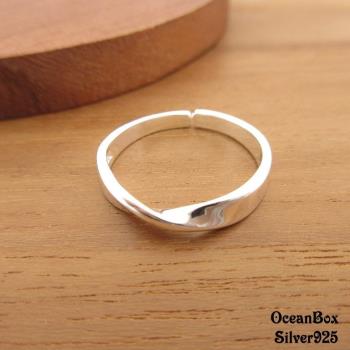 【海洋盒子】亮面莫比烏斯環開口式925純銀戒指.可調整戒圍
