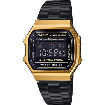CASIO 卡西歐 Digital 經典電子錶-黑金(A168WEGB-1B)