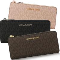 【送DIOR香水】MICHAEL KORS 熱銷款滿版LOGO 拉鍊長夾/女夾-多色選