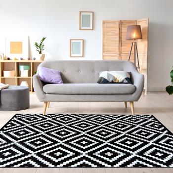 【Ambience】比利時Shiraz 地毯-黑與白(格紋 160x230cm)