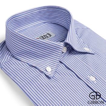 GIBBON 層次條紋修身長袖襯衫‧深紫