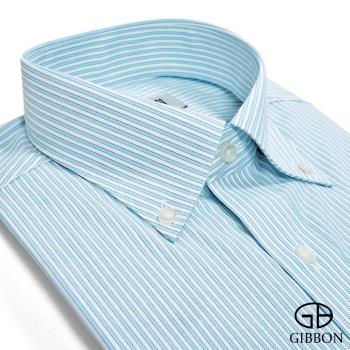 GIBBON 精選條紋修身長袖襯衫‧藍綠條