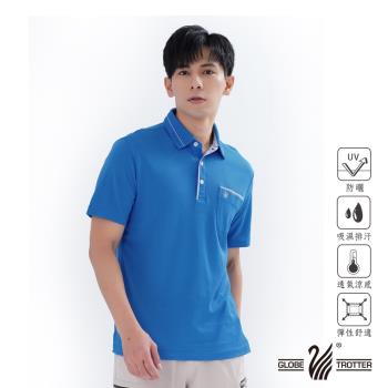 【遊遍天下】男款格紋抗UV吸濕排汗POLO衫GS1011藍色