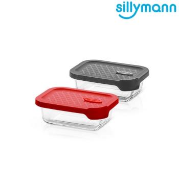【韓國sillymann】 100%鉑金矽膠微波烤箱輕量玻璃保鮮盒(長方型380ml)