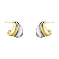 Georg Jensen 喬治傑生 CURVE 18K黃金 純銀 耳環(10017501)