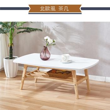 IHouse-北歐風 白色桌面 3尺大茶几