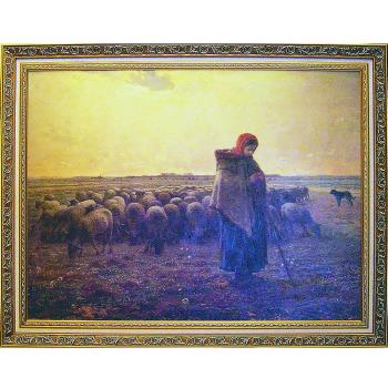 [開運陶源] 驚豔米勒 田園之美 ~牧羊女與羊群 (大幅)