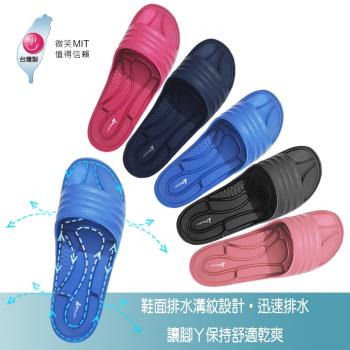 (MIT微笑商標)台灣製造、台灣專利厚底防滑排水設計室內外拖鞋拖鞋