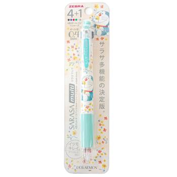 日本ZEBRA哆啦A夢SARASA multi多功能4+1原子筆自動鉛筆584 2140 03(4色0.4mm水性圓珠筆+0.5mm鉛筆)小叮噹機能筆