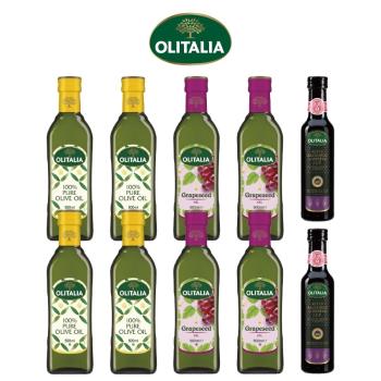 Olitalia 奧利塔 純橄欖油500ml x4罐+葡萄籽油500ml x4罐+摩典那巴薩米克醋250ml x2罐