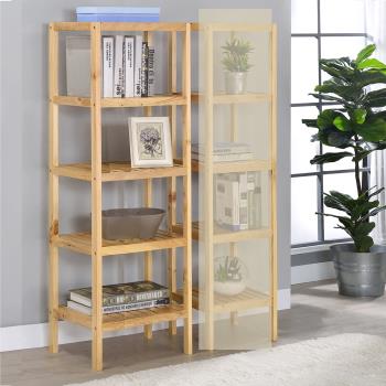 [傢俱屋]原木置物架 寬60cm五層書櫃/置物架