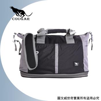 (Cougar)可加大 可掛行李箱 旅行袋/手提袋/側背袋(7037黑灰色)