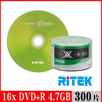 RITEK錸德 16x DVD+R 4.7GB X版/300片裸裝