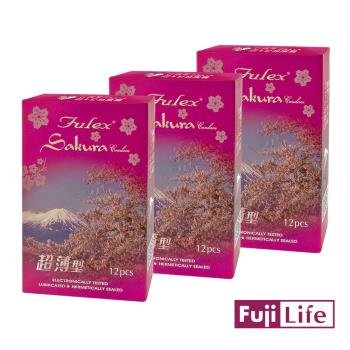 FULEX夫力士櫻花超薄型衛生套(12入/盒)3入組