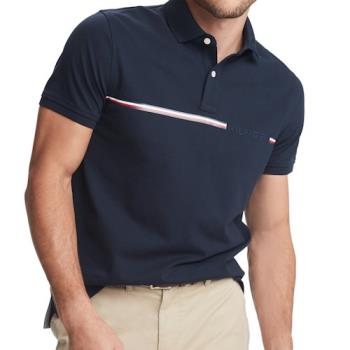 Tommy Hilfiger 2020男時尚精美徽標條紋深藍色短袖POLO