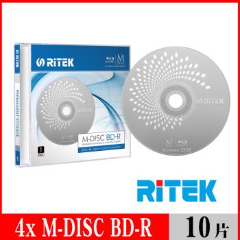 RITEK錸德 M-DISC 4X BD-R 25GB 千年光碟/單片盒裝10入(千年光碟)