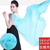 seoul show首爾秀 仿真絲超大版披肩素色雪紡圍巾