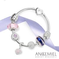 Angemiel 安婕米 925純銀手鍊串珠套組 母親節禮盒-優雅紫(義大利手工 故事珠飾)