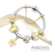 Angemiel 安婕米 925純銀手鍊串珠套組 母親節禮盒-蝶舞金(義大利手工 故事珠飾)