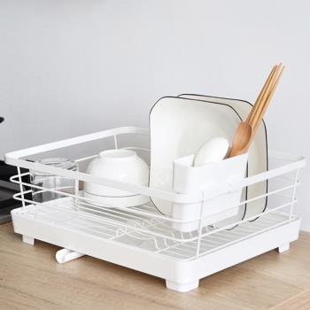時尚工藝廚房單層碗盤瀝水架+附匙筷架